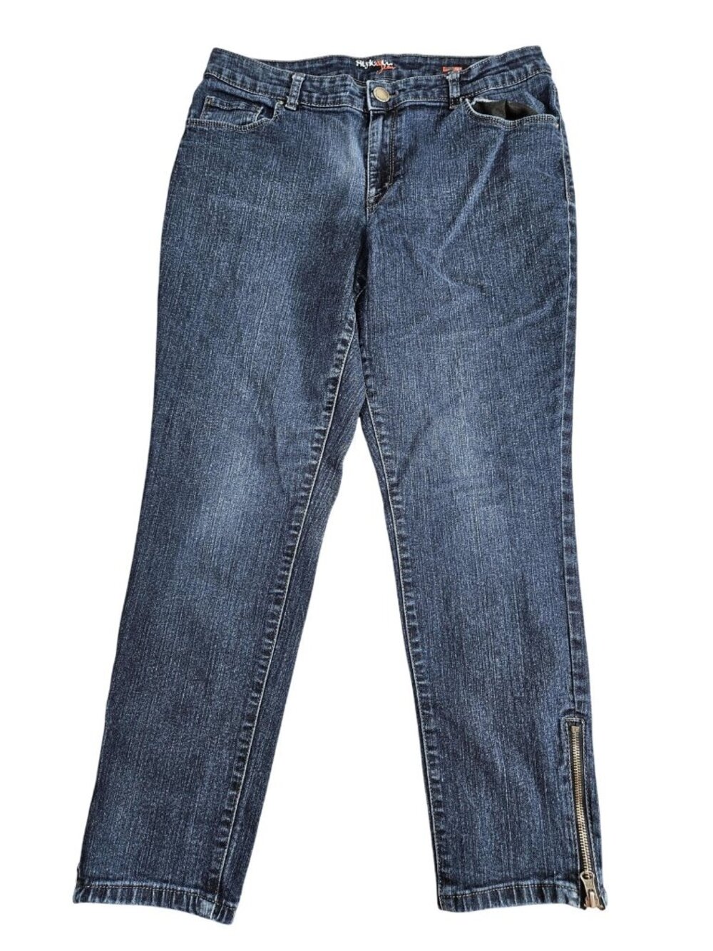 Style & Co.‎ Curvy Fit Skinny Jeans Womens 12 Blue Med Wash Ankle Zip Denim
